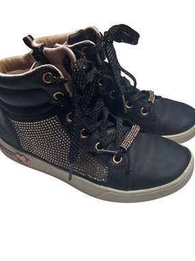 Skechers Girls High top Sneakers - Black gold studs - Size 2